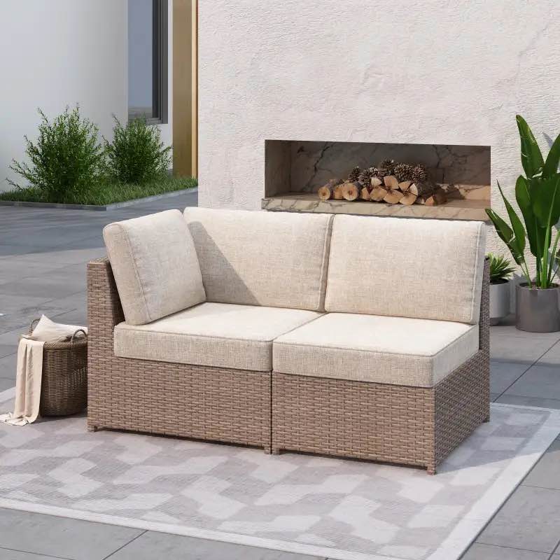 SICILY Fully Assembled Outdoor Wicker Sectional Sofa Component – Corner&Armless Sofa