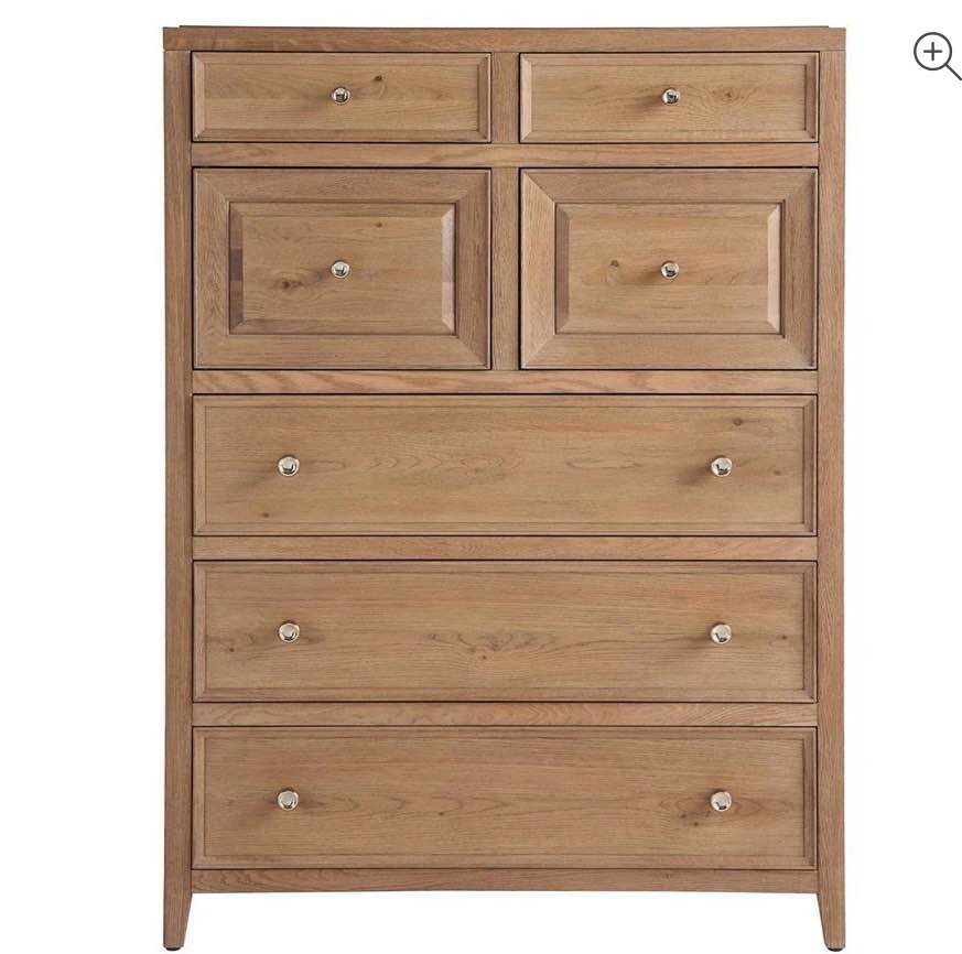 Bennett Coastal Beach Brown Oak Tall Chest Dresser