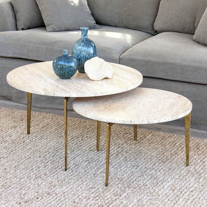 Park Hill Collection Coastal Cottage Nero Round Nesting Cocktail Tables EFT20113 (ONLY MARBLE TOPS)