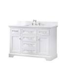 SUDIO Thompson 48 in. W x 22 in. D Bath Vanity in White with Engineered Stone Vanity in Carrara White with White Sink
