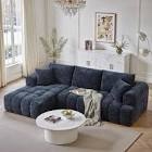 Boneless Couch, Cloud Couch with L-Shape Chaise, Modular Sectional Sofa with Oversized Deep Seat,Couch for Living Room Bedroom,No Assembly Required,Blue (INCOMPLETE PICKUP 2 BOXES ONLY LEFT /RIGHT CHAISES) 