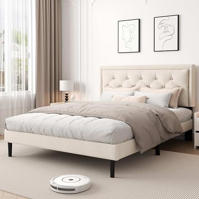 Queen bed velvet,beige (incomplete one box of two only)