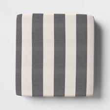 Stripe Outdoor Chair Cushion in charcoal gray and white set of 2