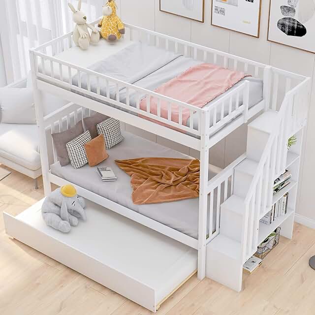 Twin over Twin Stairway + Trundle in white (incomplete one box of two only) ( box # 2)