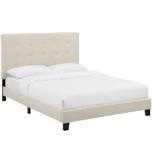Upholstered Queen Bed Frame, beige (model similar from stock photo) (incomplete one box of two only)