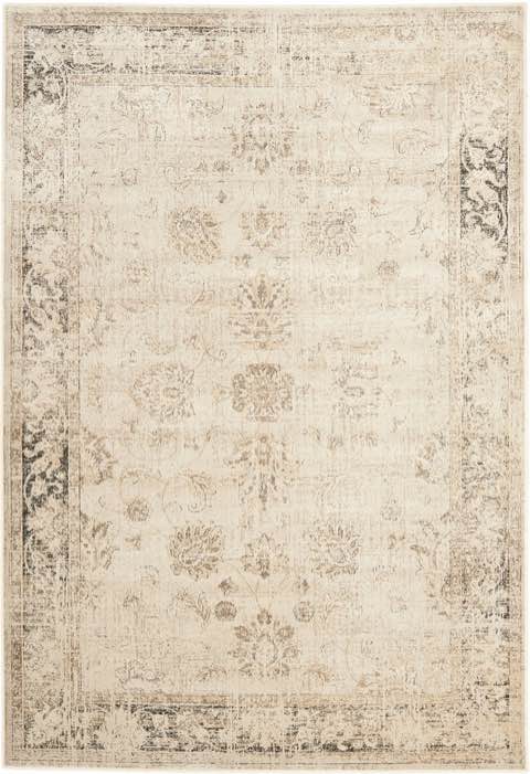 Beige Washable Vintage Area Rug with a distressed oriental design 8’ x 10’ ( model similar from stock photo)