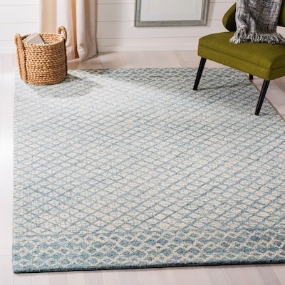 Safavieh Abstract Dakota 9 x 12 (ft) Tufted Wool Blue/Ivory Rectangular Indoor area rug 9’ x 12’