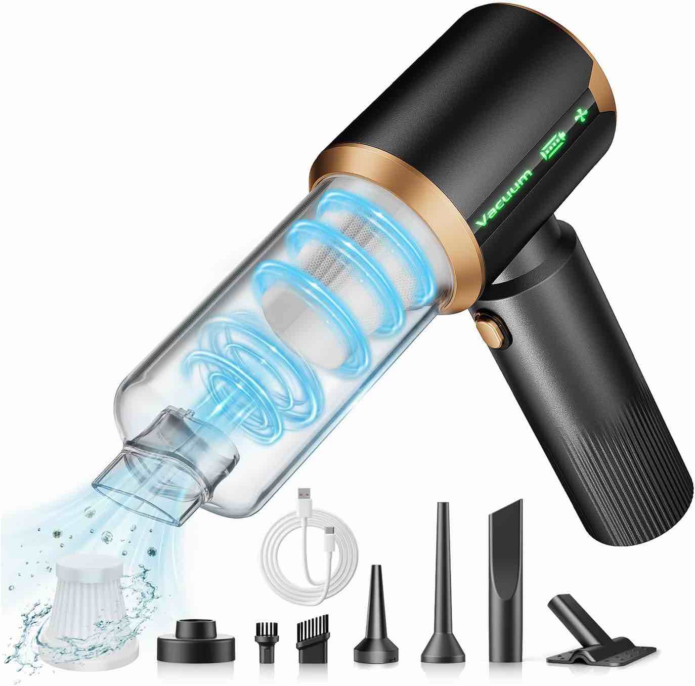 Car Handheld Vacuum Cordless: Car Vacuum Cleaner with 16000Pa Ultra-Strong Suction, Brushless Motor & HEPA Filter - Lightweight Design for Drivers and Office Workers - Charcoal