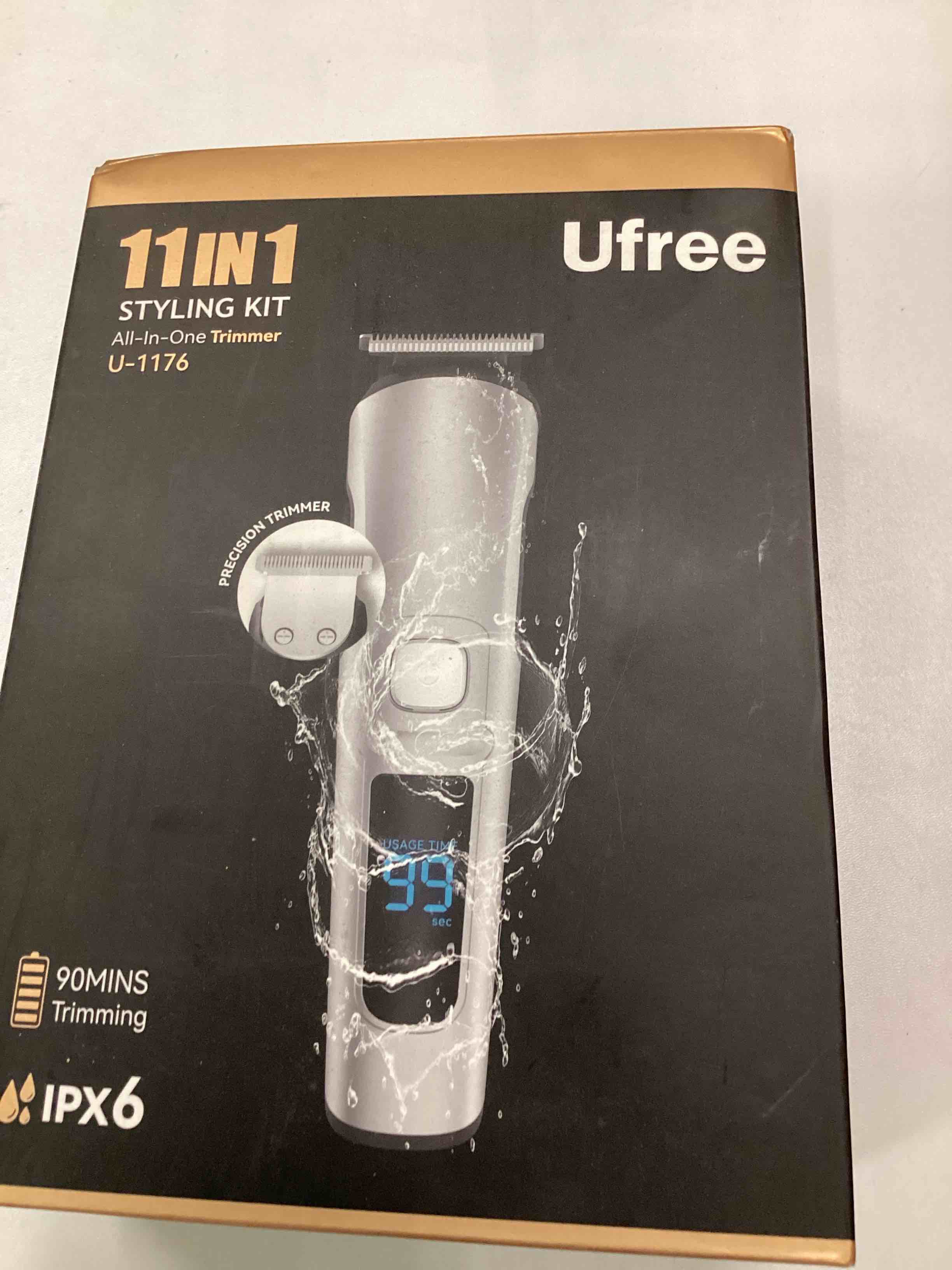 Condition photo showing Good Condition for ufree beard trimmer for men, waterproof electric razor for nose, body, face & mustache, cordless hair clippers shavers grooming kit, gifts for men husband father silver