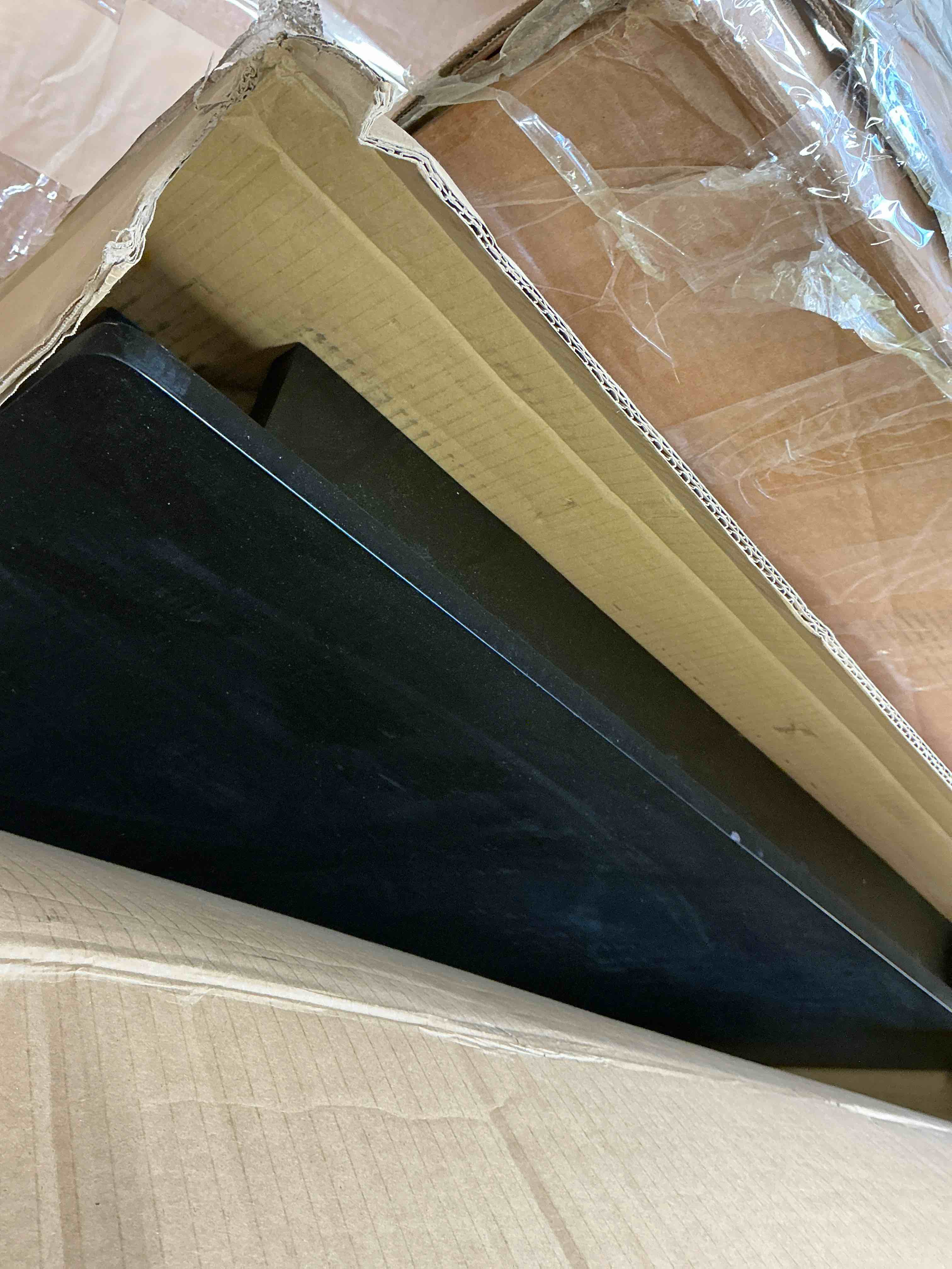 Condition photo showing Good Condition for home design black transitional mdf counter table, with black finish and wood 
