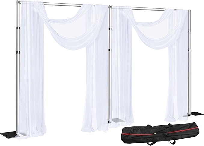 slow dolphin 20 x 10ft pipe and drap photo studio backdrop stand kit, heavy duty adjustable frame backdrop stand with carry bag for event, birthday party, displays and wedding decoration. sd-1077