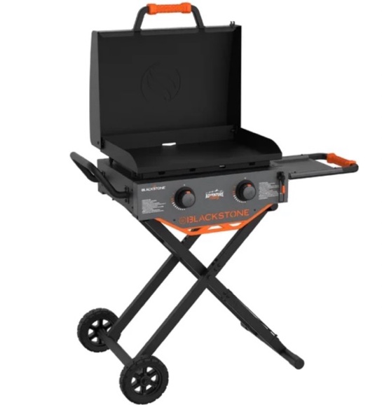 blackstone adventure ready outdoor griddle, 2-burner 22" propane flat top grill with flexfold®