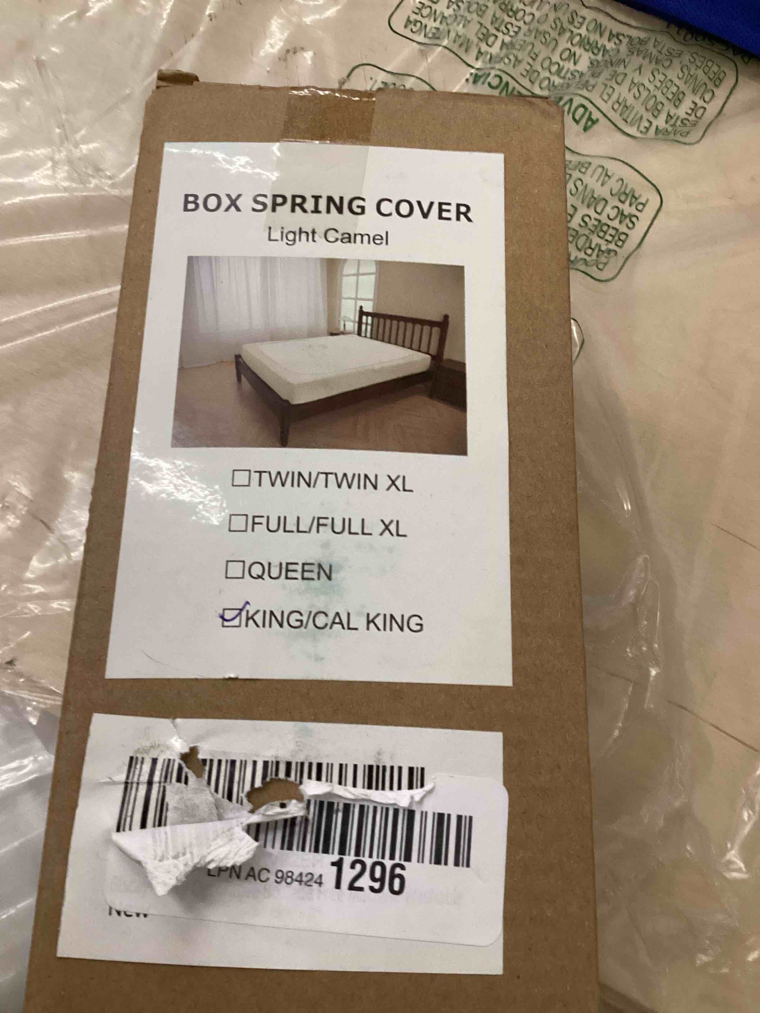 Condition photo showing Good Condition for box spring cover king/ cal king 