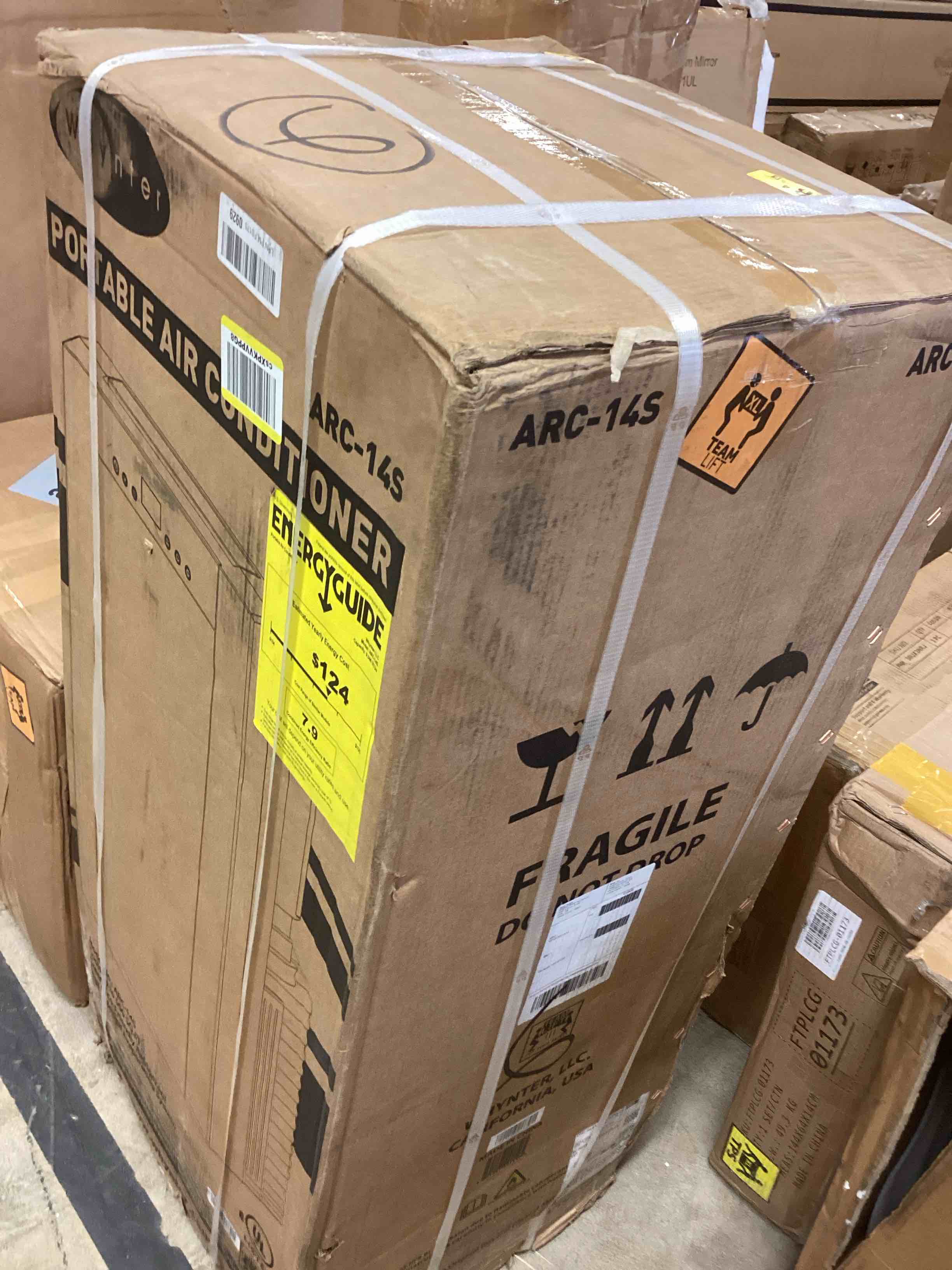 Condition photo showing New/Like New for whynter portable air conditioner 14,000 btu with dual hose dehumidifier & cooling fan for 500 sq ft rooms, includes ac unit window kit, arc-14s (9,500 sacc)