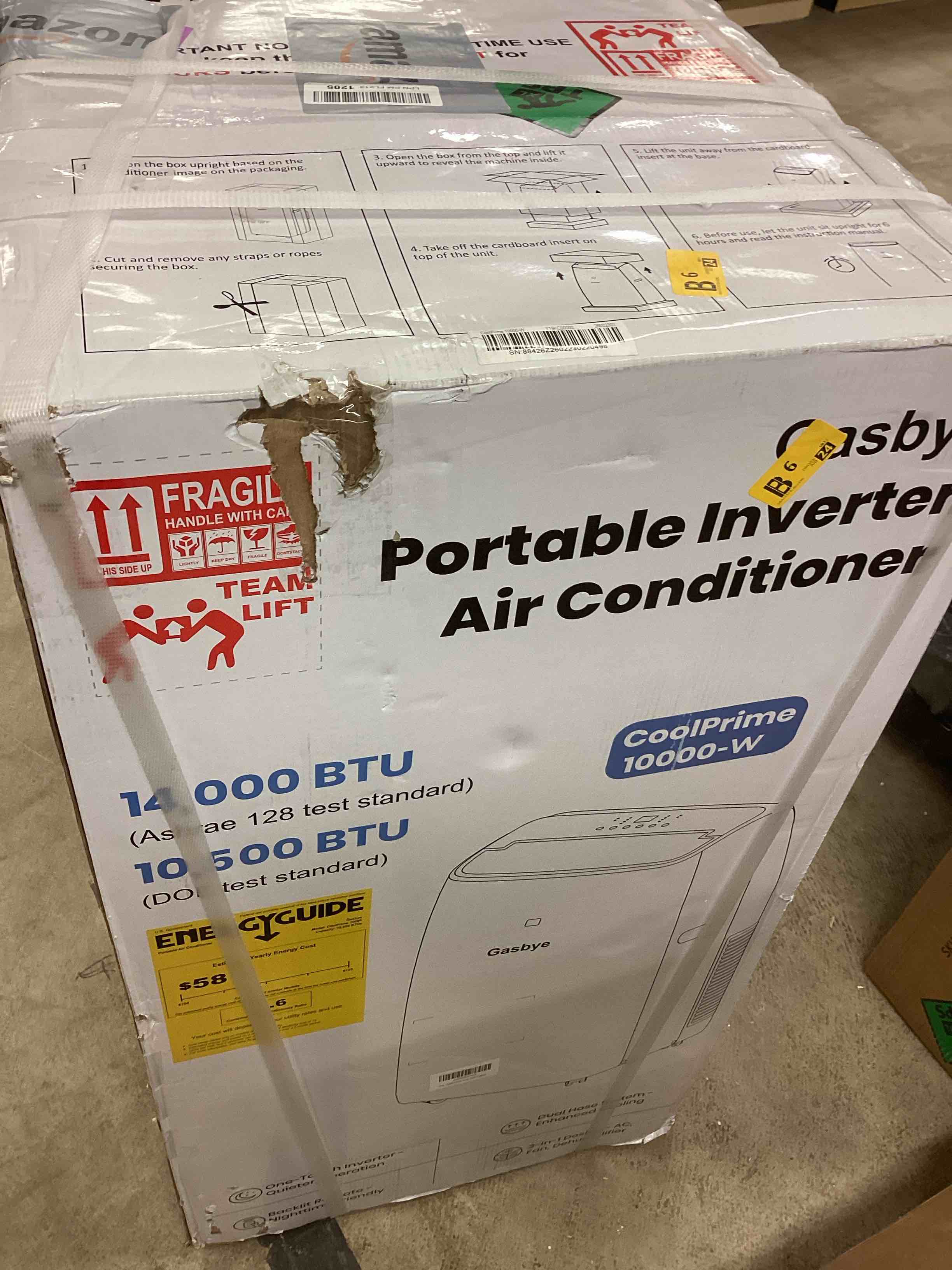 Condition photo showing New/Like New for gasbye dual hose portable air conditioner, [2026 upgraded] full dc inverter compressor, energy-saving 13.6 ceer, low noise (45db), cools room up to 500 sq.ft., backlit remote control, 14,000btu, black