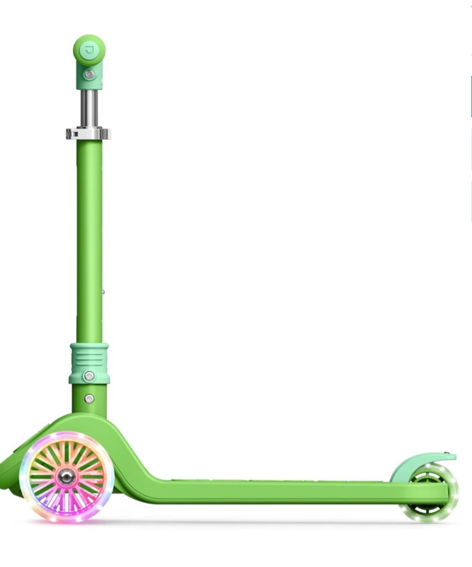 jetson 3-wheel light-up kick scooter, lights on stem & wheels, height adjustable handlebar, rear brake, foldable, ages 3+