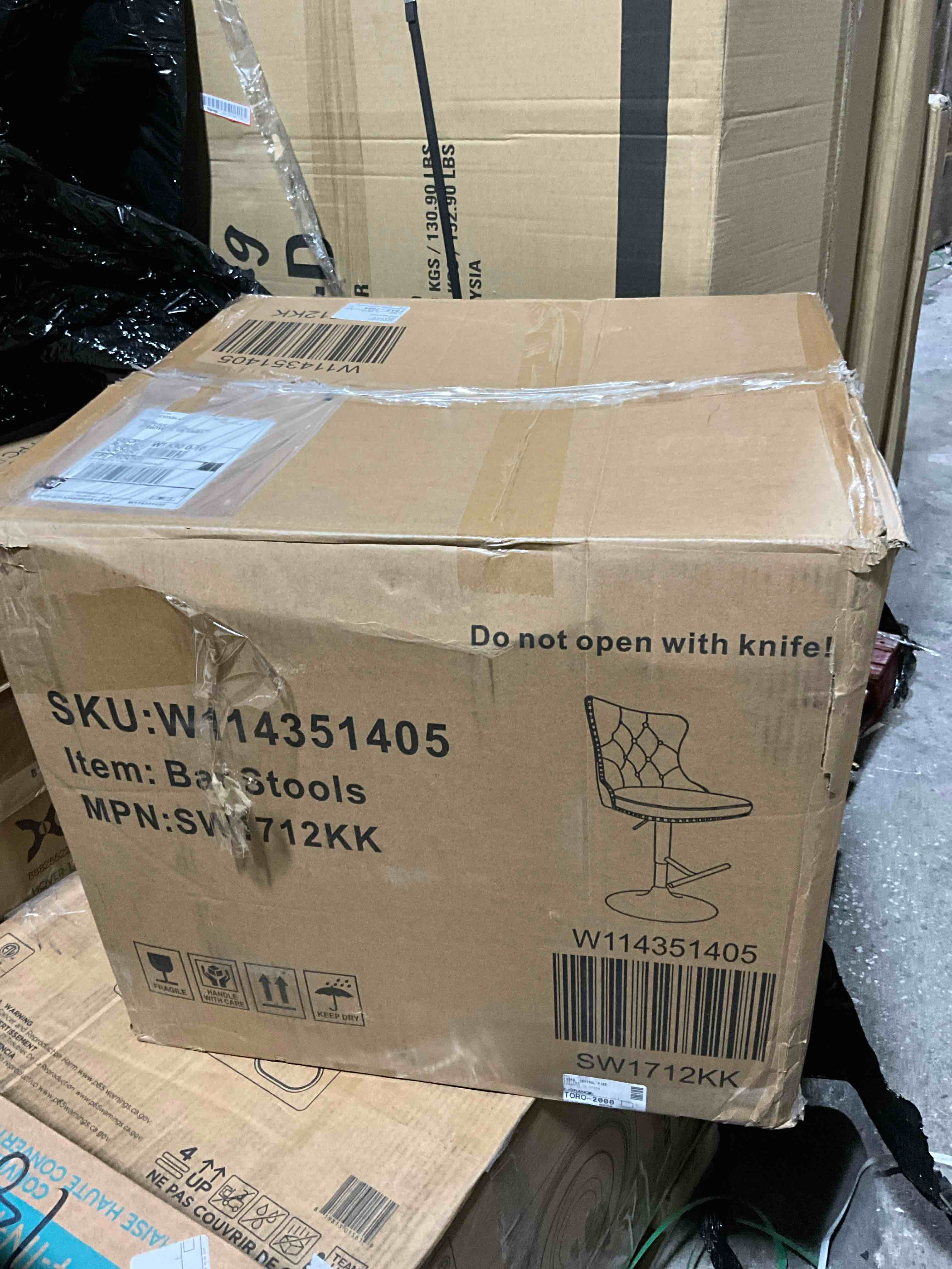 Condition photo showing New/Like New for Swivel Bar Stools Set of 2, Adjustable Counter Height Velvet Upholstered Barstools with Nailheads Trim, Button Tufted Back and Silver Footrest, Bar Chairs for Dining Room Home Bar Kitchen, Khaki