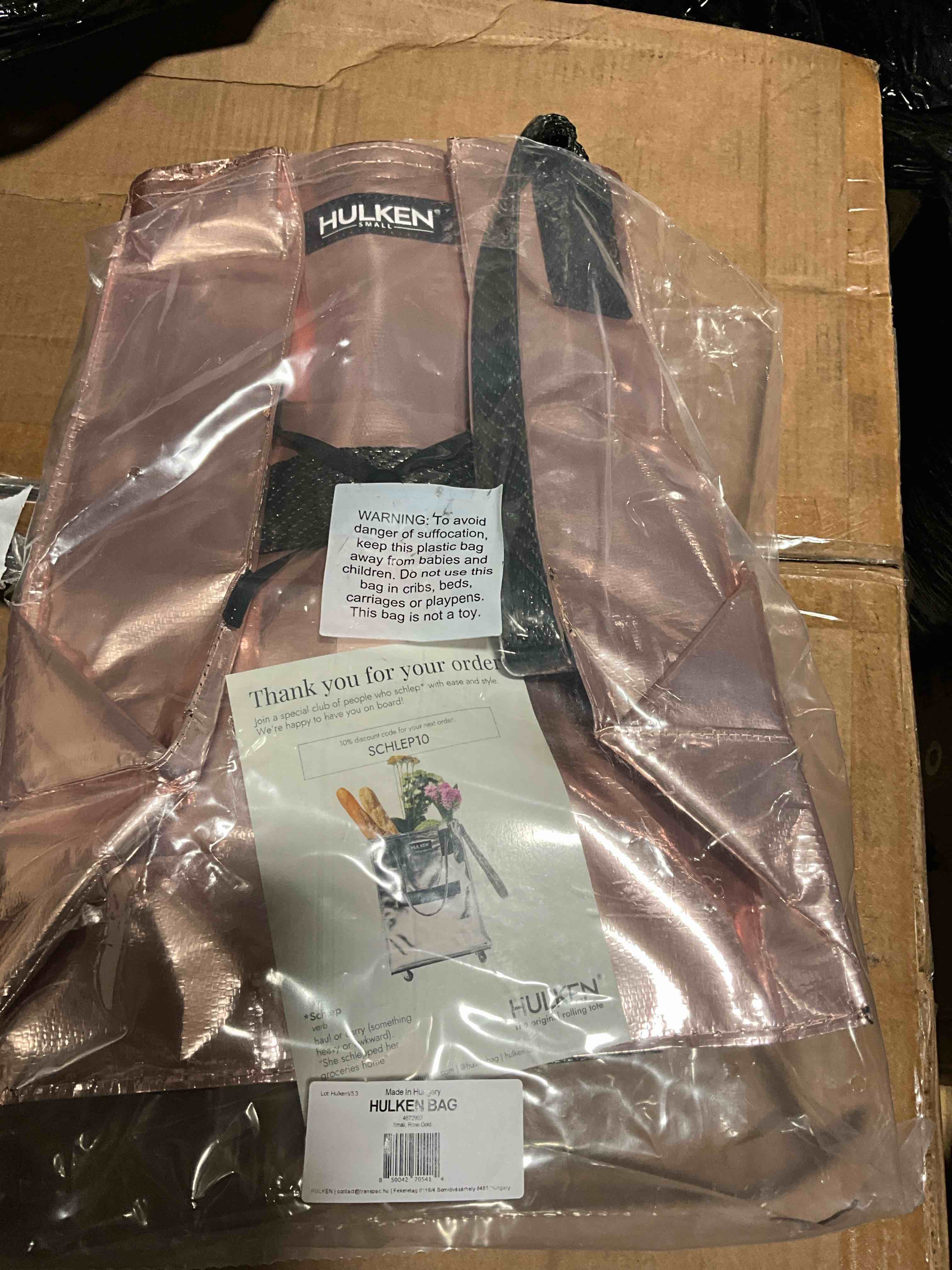 Condition photo showing New/Like New for Reusable Grocery Bag On Wheels, Foldable Shopping Trolley with Enhanced Stability Wheels, Water Resistant, 6 Pockets & 3-Way Carry for Outdoor, Camping, Small, Rose Gold