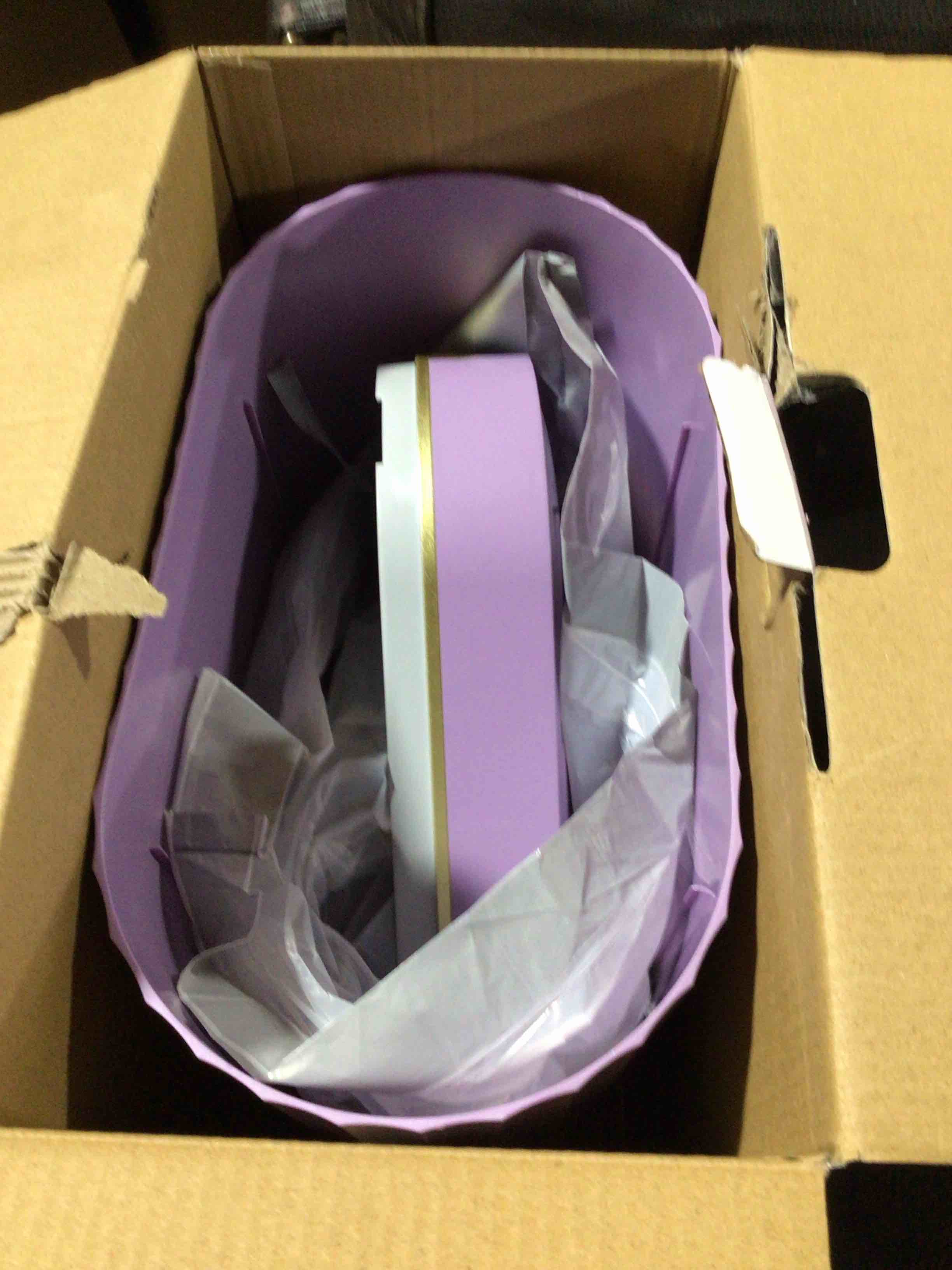 Condition photo showing Good Condition for Bathroom Trash Can with Butterfly Lid 2 Gallon Sensor Trash can, IPX5 Waterproof Garbage Can Bathroom Decor, Automatic Trash Bin, Under-Counter Wastebasket for Bedroom, Living Room, Purple