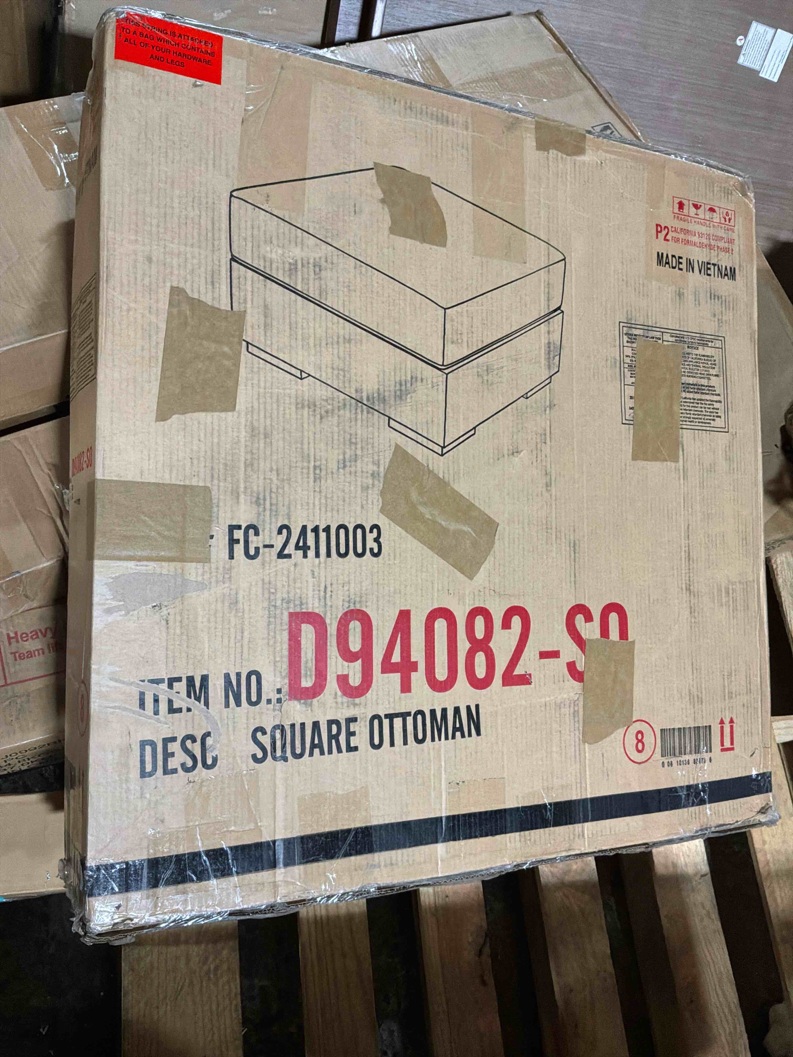 Condition photo showing Good Condition for square ottoman 