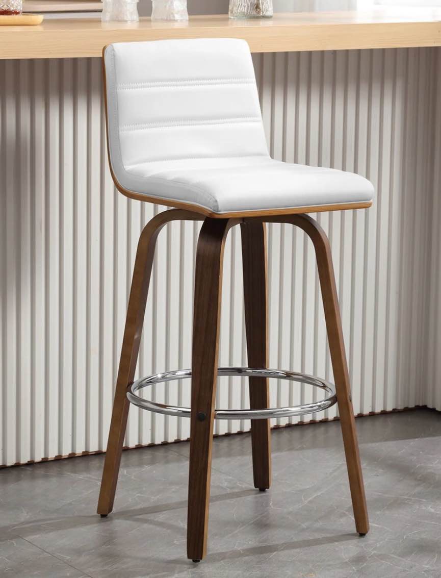 26"/29" faux leather swivel bar/counter stools, set of 2/3 - single - white - bar height