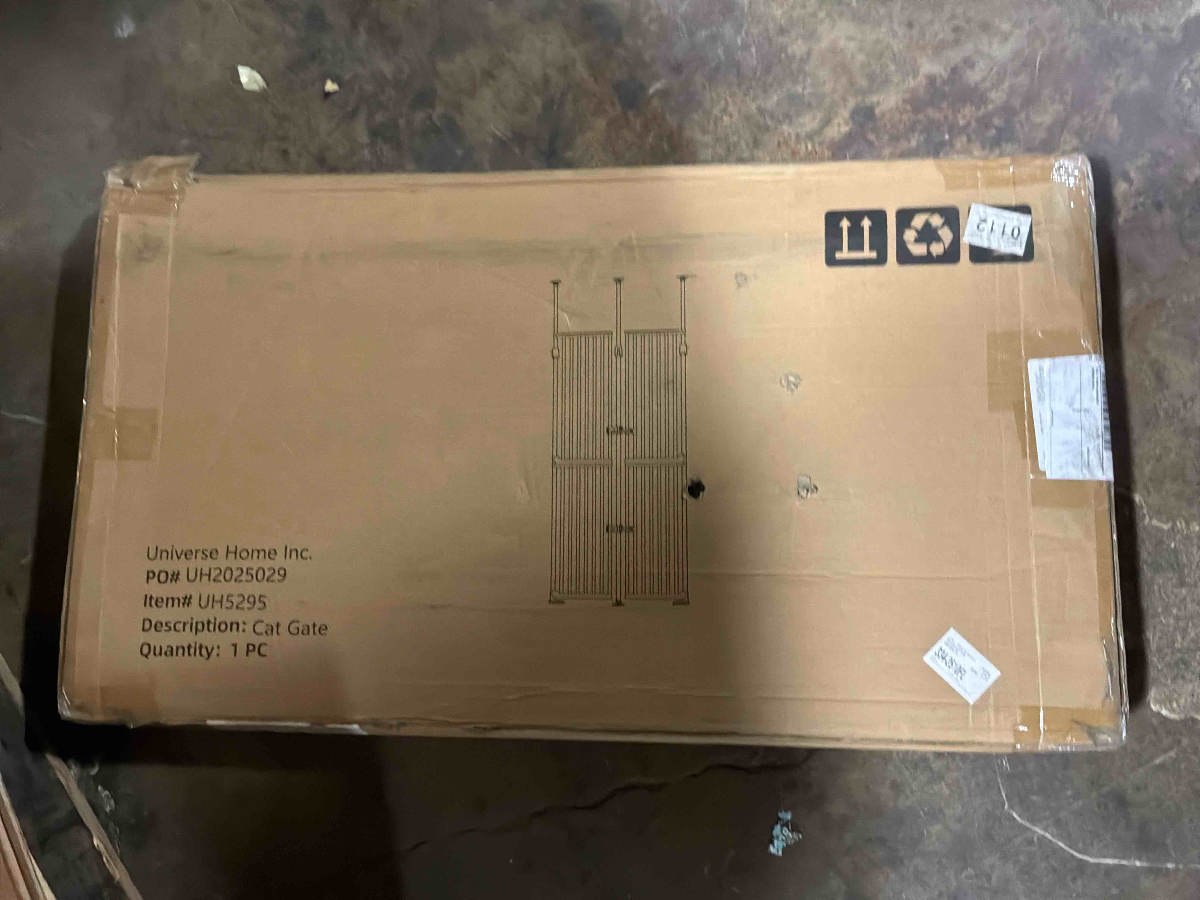 Condition photo showing New/Like New for unipaws 75" high extra tall cat gate, auto closing and no drilling safety gate for doorway hallway stairs, cat dog proof, fit for 21"-34" wide opening, indoor use, black