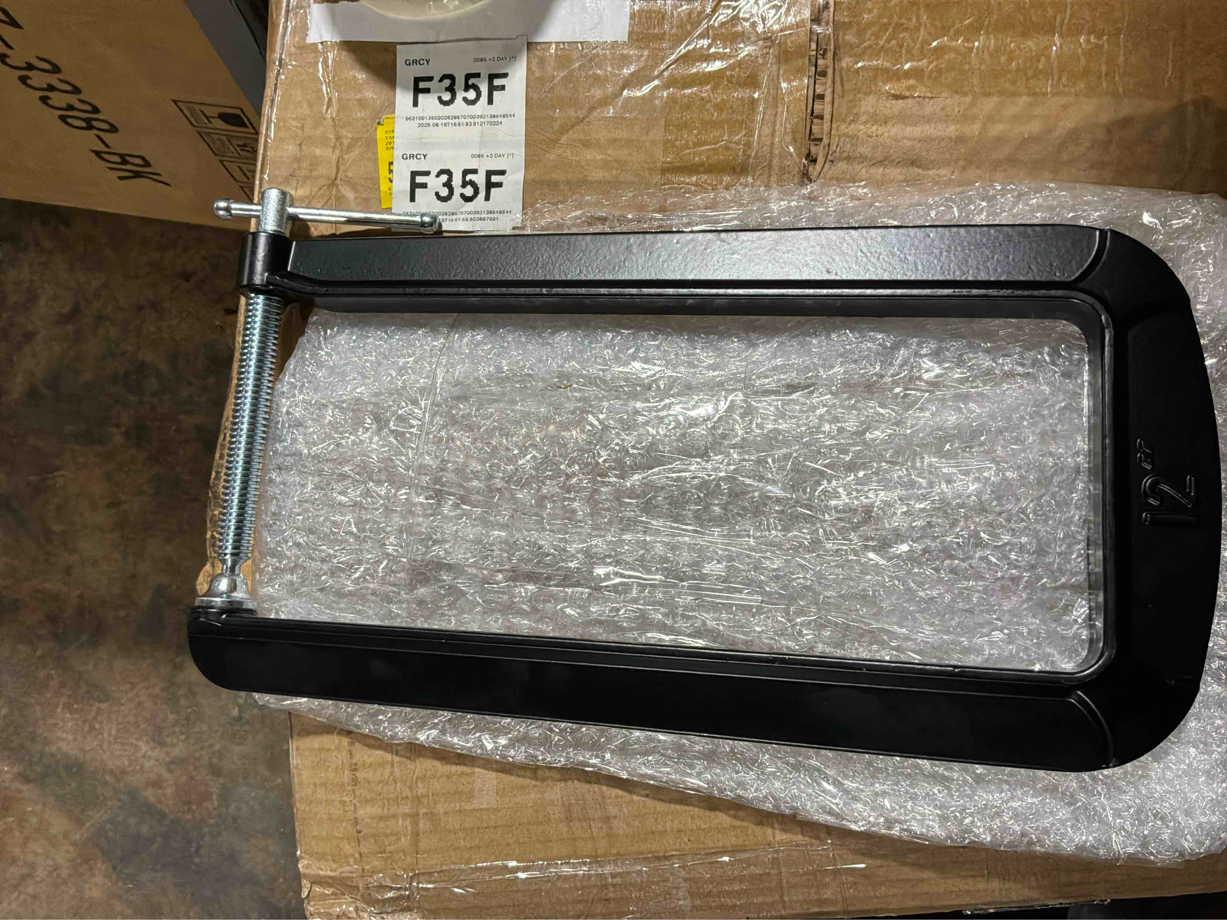 Condition photo showing New/Like New for 12” extra deep throat c-clamps, 3" jaw opening u-clamp woodworking welding