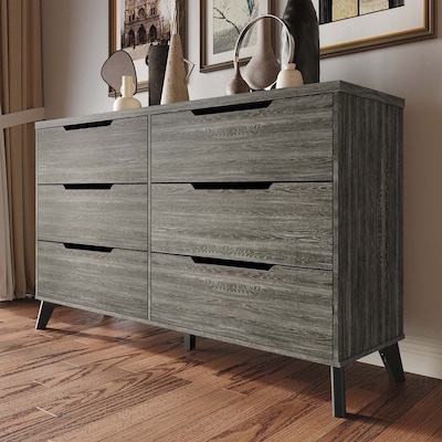 chaletposh dark grey 6 -drawer 58.71-in w standard dresser (2-boxes)