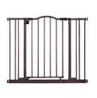 MyPet Windsor Arch Hold-Open & Auto-Close Pressure-Mount Pet Gate: Heavy-Duty Steel Gate 28.5in Tall Comes with Two 5in Extensions from 28in to 38in Wide in Matte Bronze