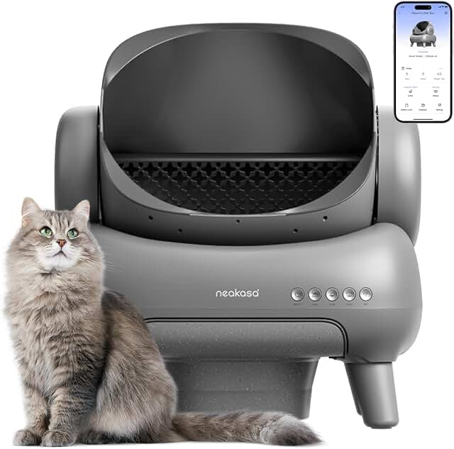 neakasa m1 open-top self cleaning cat litter box, automatic cat litter box with app control, odor-free waste disposal includes trash bags
