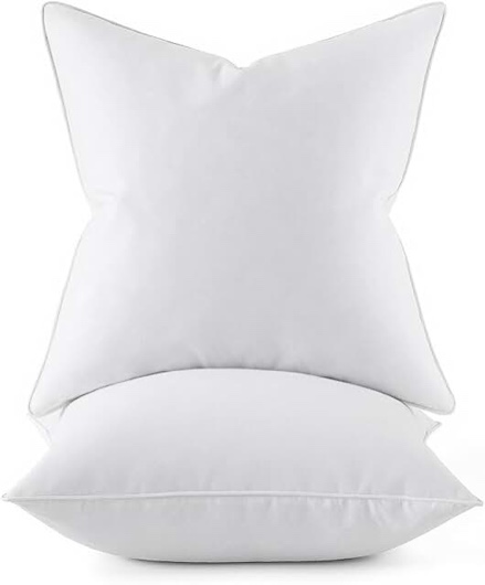 utopia bedding 18x18 pillow inserts, set of 2, white – indoor decorative throw pillows for bed, sofa & couch – soft, supportive & fluffy cushion inserts