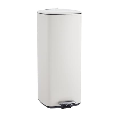 Garvee 8 Gallon Beige Step-On Square Kitchen Trash Can - Stainless Steel Garbage Can with Lid and Inner Bucket for Home and Office