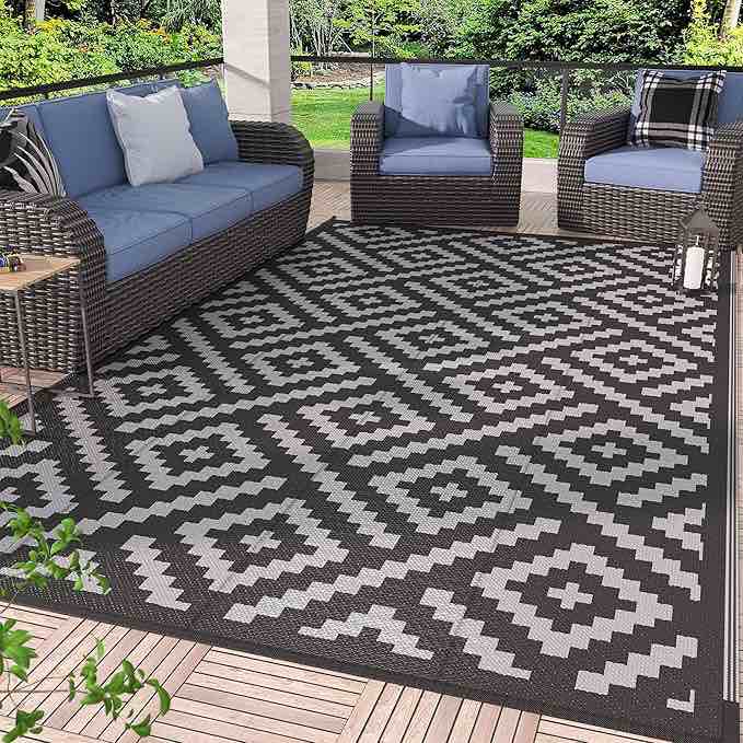 Sumiye Outdoor Rug for patio clearance, waterproof mat, reversible 