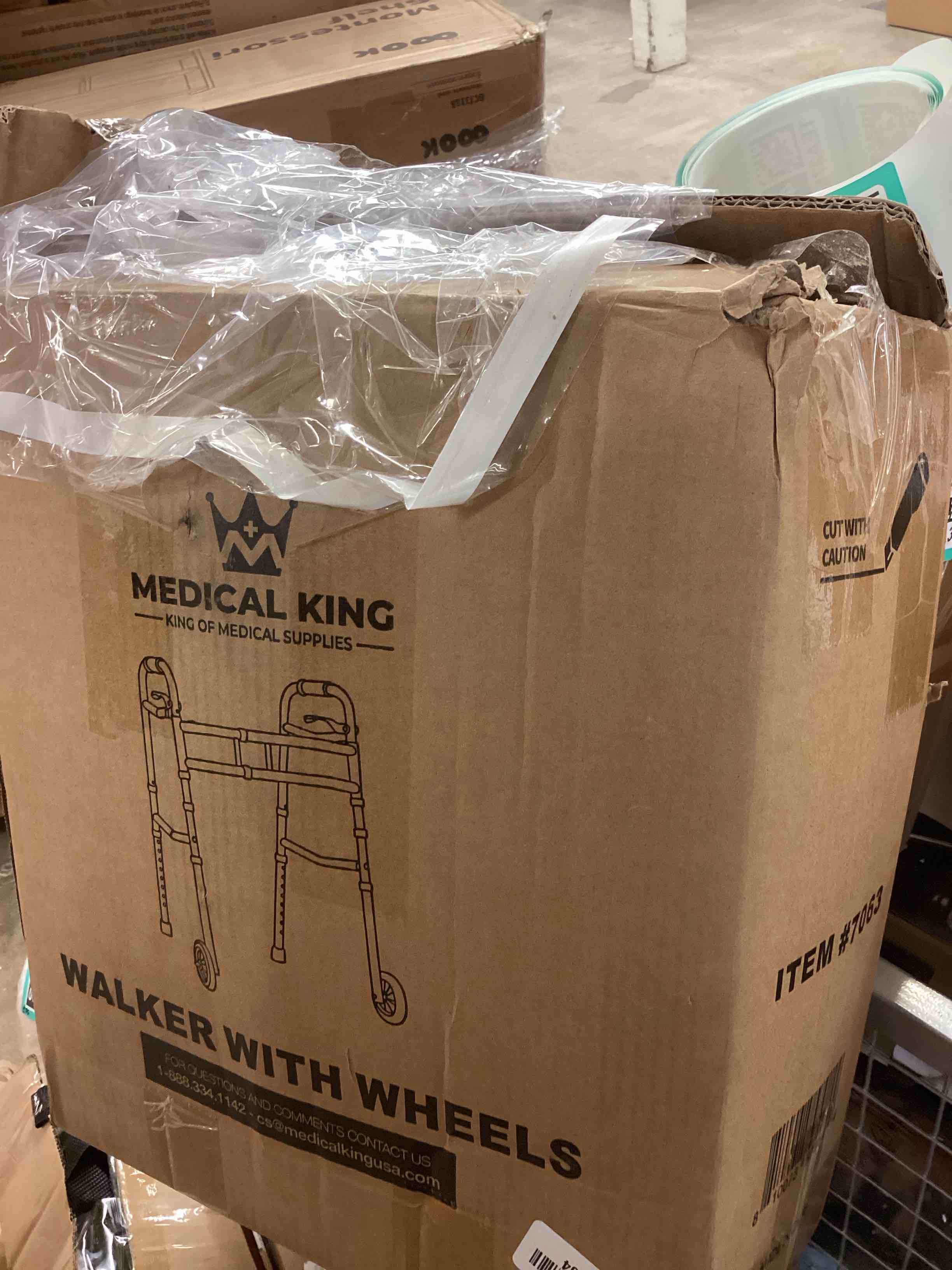 Condition photo showing New/Like New for medical king walkers for seniors aluminum lightweight walker with wheels, adjustable width and height, folding walker for elderly, handicapped, disabled 2 wheels in front