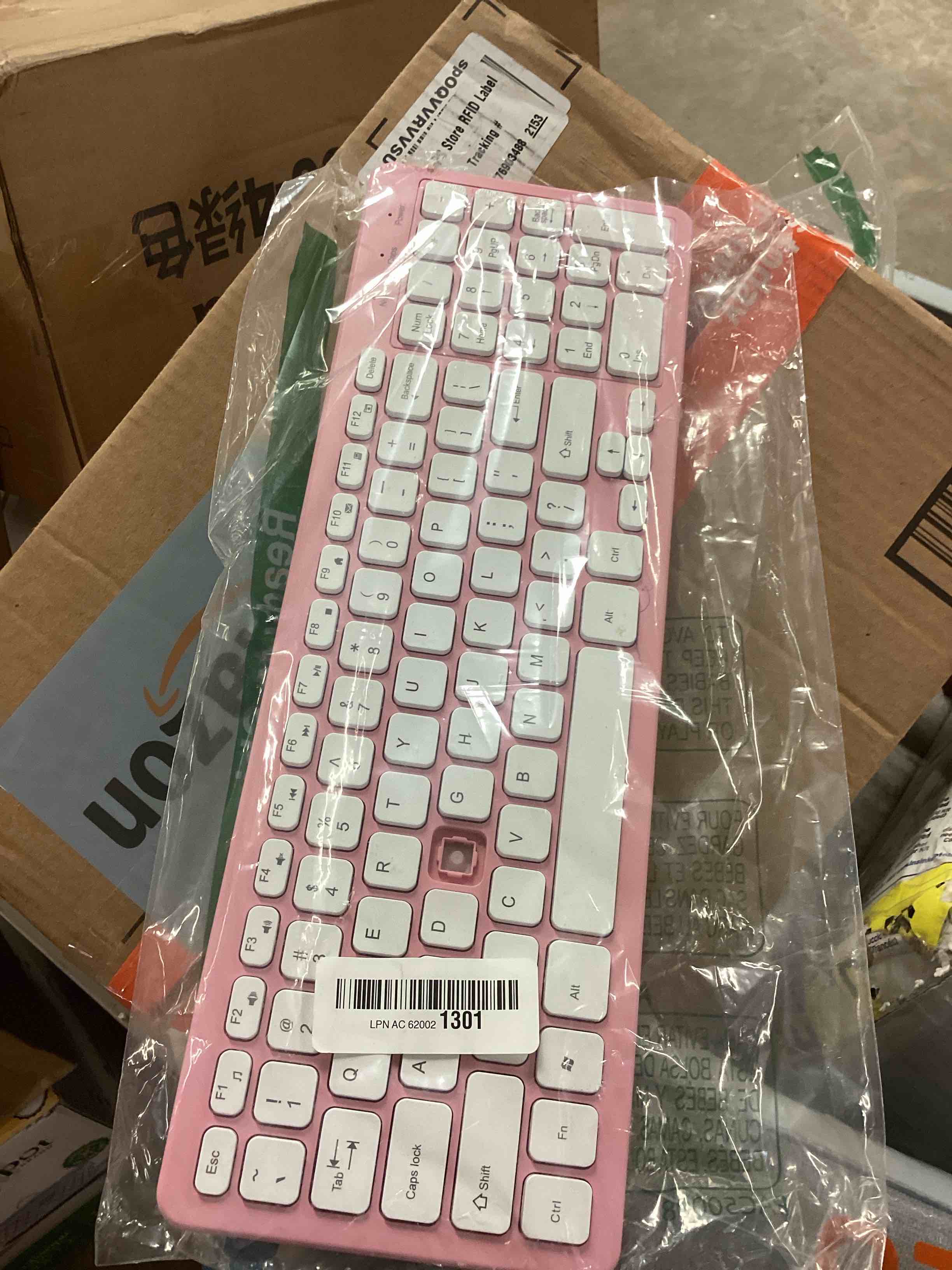 Condition photo showing As Is for wireless keyboard and mouse combo, compact quiet wireless keyboard and mouse set 2.4g ultra-thin sleek design for windows, computer, desktop, pc, notebook, laptop (pink)