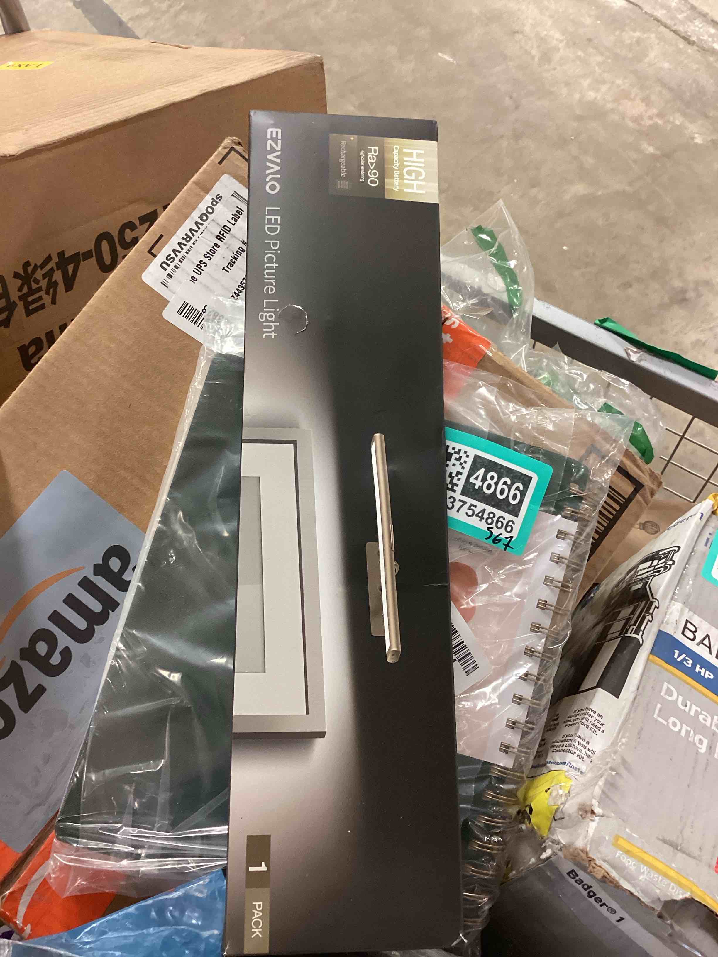 Condition photo showing New/Like New for ezvalo picture light for wall, 4800mah rechargeable wireless remote battery lights for painting, 16in dimmable magnetic led art display light, colors temperatures, for gallery, living room,hallway black 1pack-16in
