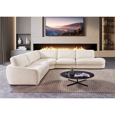 5-piece left-armrest corner sectional with right curved deep seat by latitude run® (incomplete only raf chaise) 