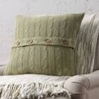 Harrietstown cable-knit square cotton pillow cover & insert, olive 