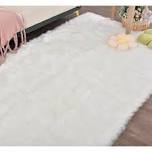Mamduh handmade shag Faux sheepskin white Rug