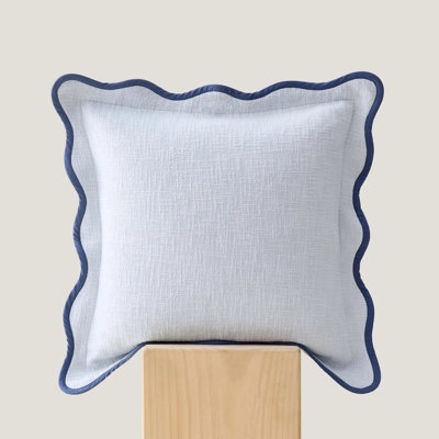 Double stick scalloped cotton throw pillow,arctic blue  2pk 20x20 