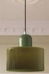 Mid century modern glass pendant light, green
