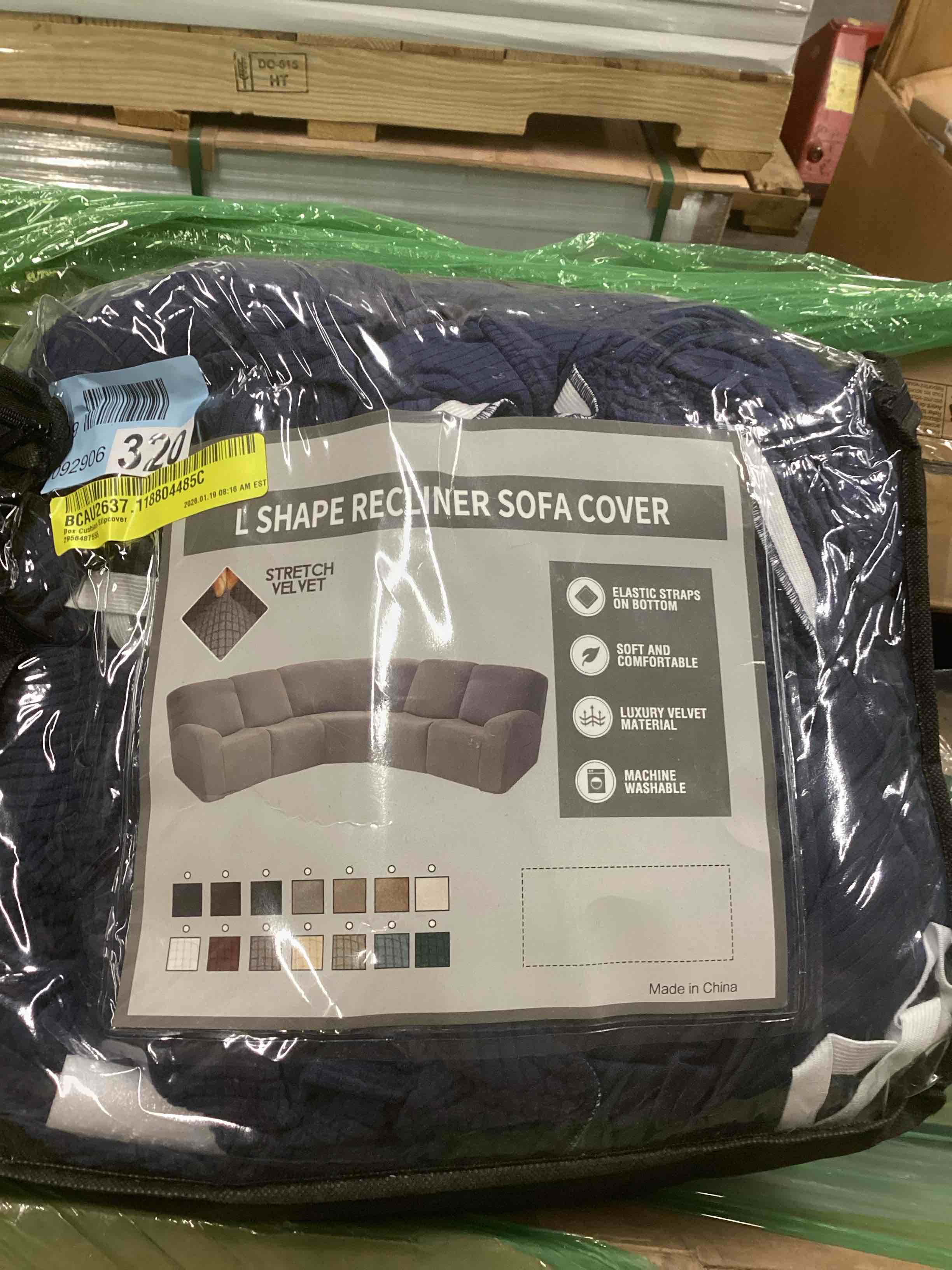 Condition photo showing Good Condition for l shape recliner sofa cushion slipcover,blue