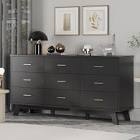  Modern Luxury 9-Drawer Dresser Black (incomplete box #2 only ) 