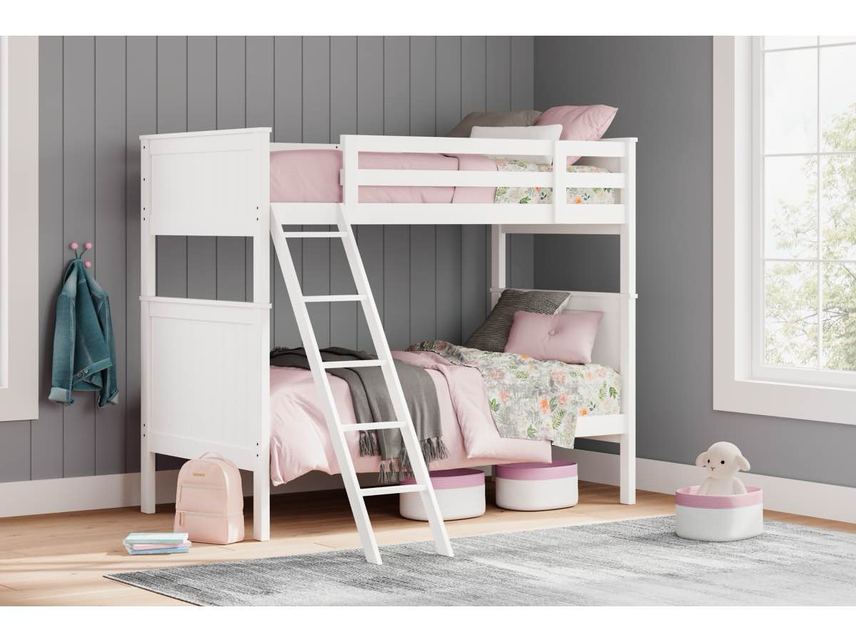 Nextonfort Twin over Twin Bunk Bed White (incomplete pickup 2 boxes  only rolls slat/ bunk rails ladder ) 