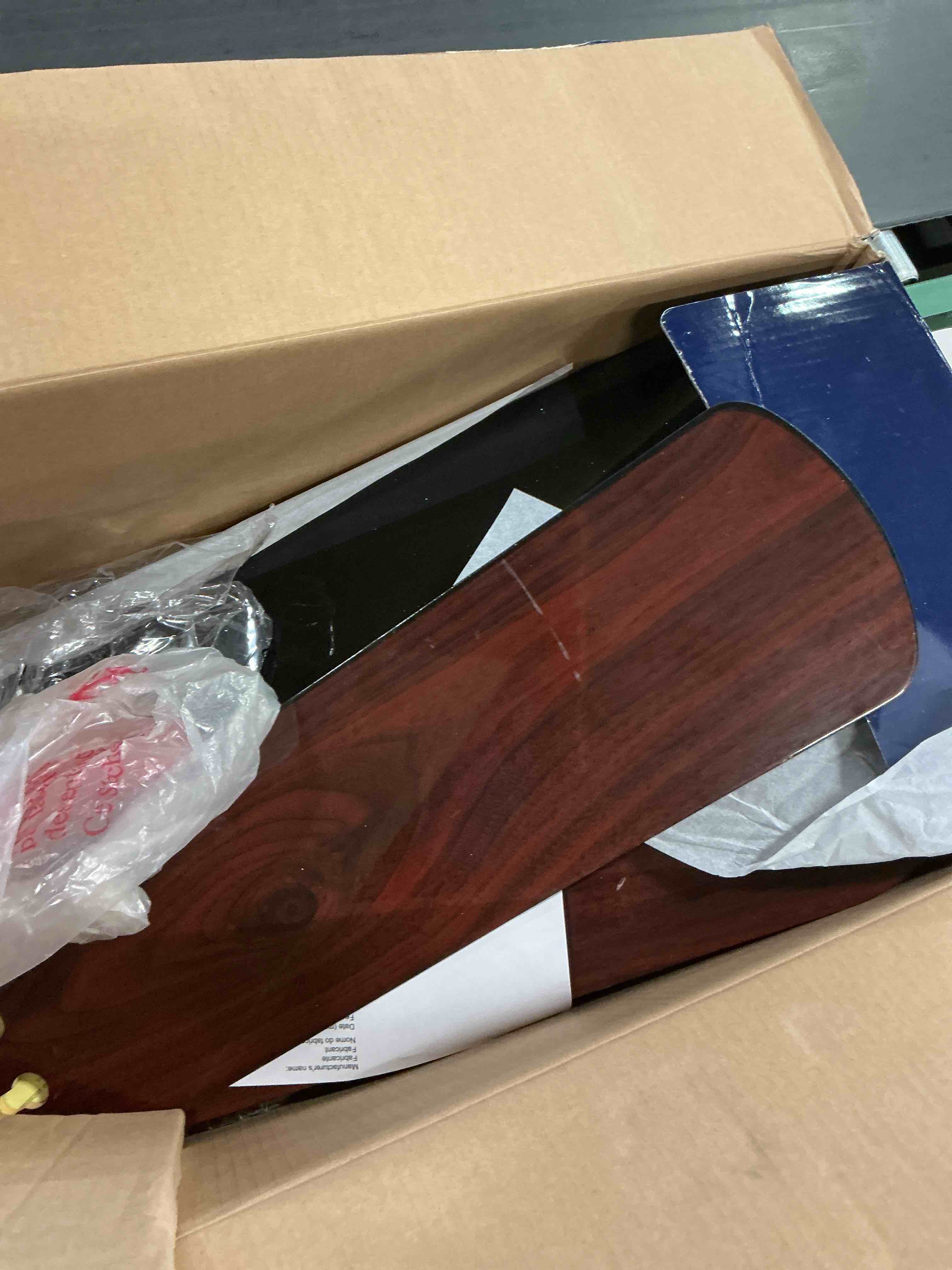 Condition photo showing As Is for 5k+ views last week Harbor Breeze Camden 52-in Matte Black with Mate/Black  Blades Integrated LED Ceiling