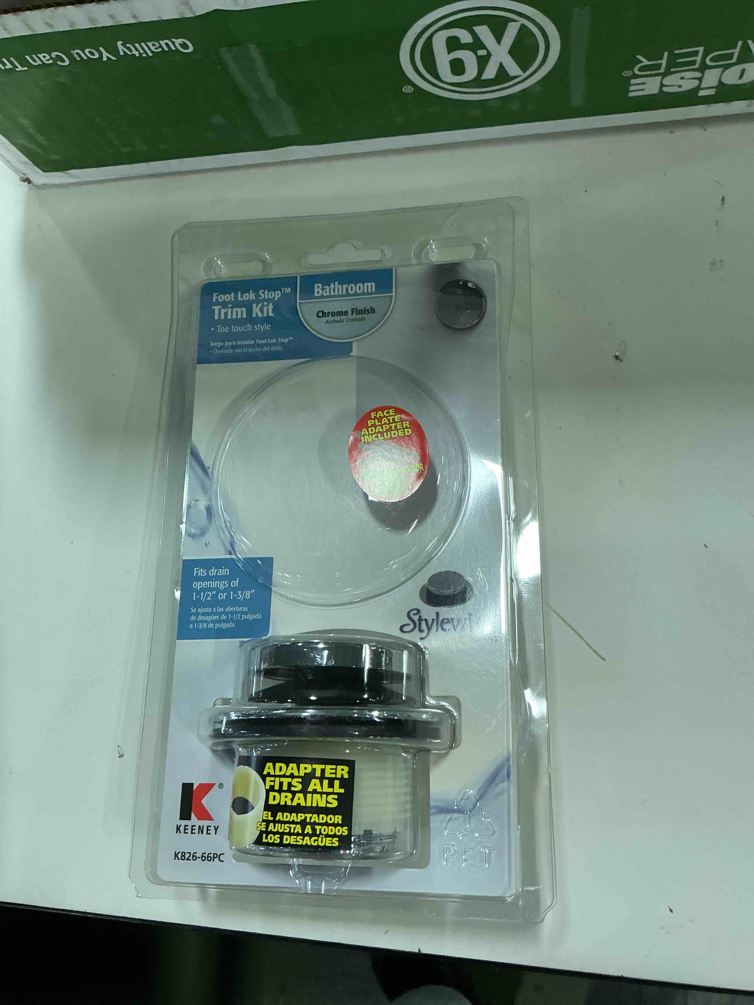 Condition photo showing As Is for (incomplete)Plumb Pak K826-66PC Foot Lok Stop Style Universal Bath Drain Replacement Trim Kit, Polished Chrome