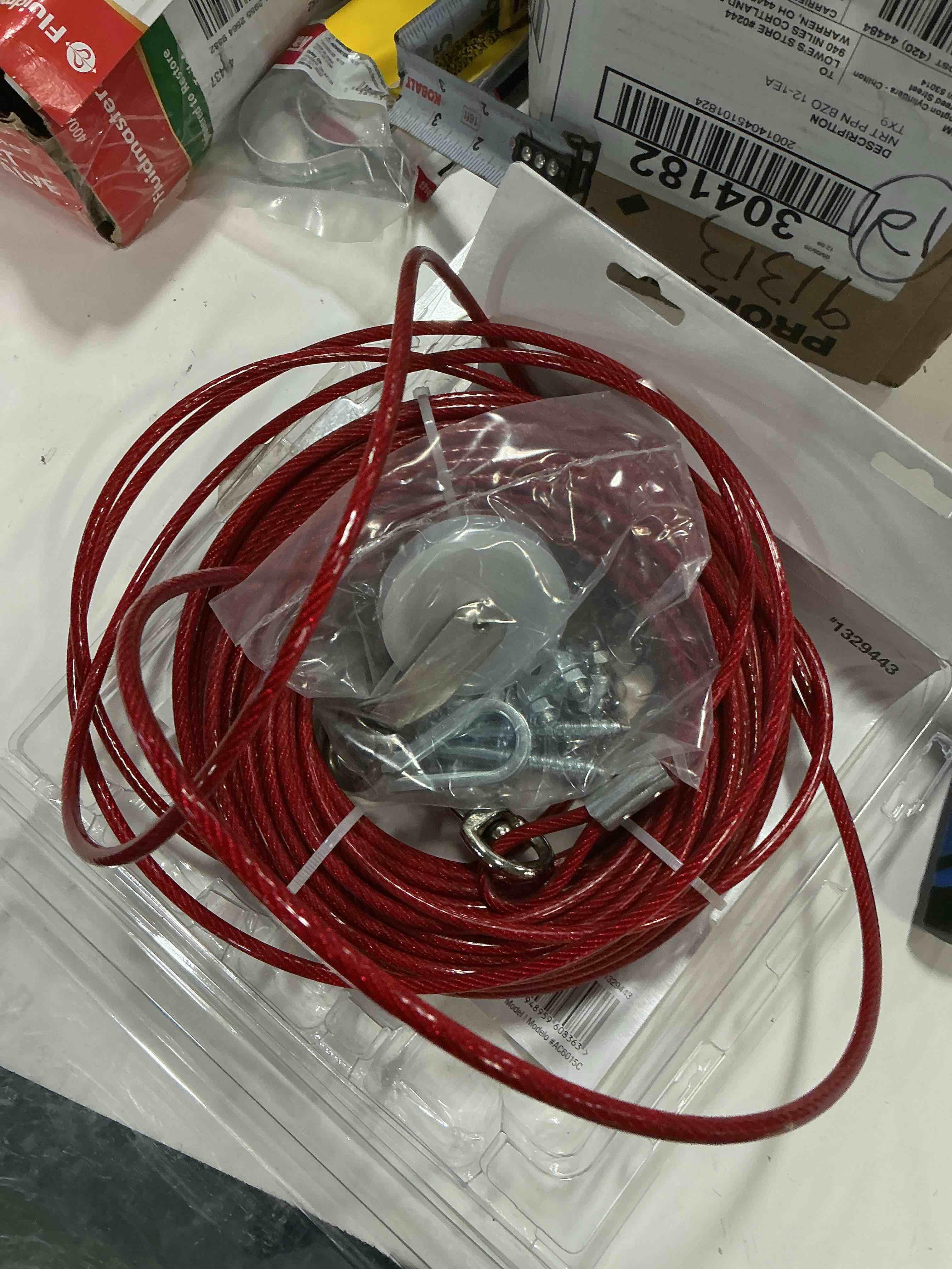 Condition photo showing As Is for Blue Hawk 75-ft Weldless Galvanized-red Vinyl Coated Steel Cable