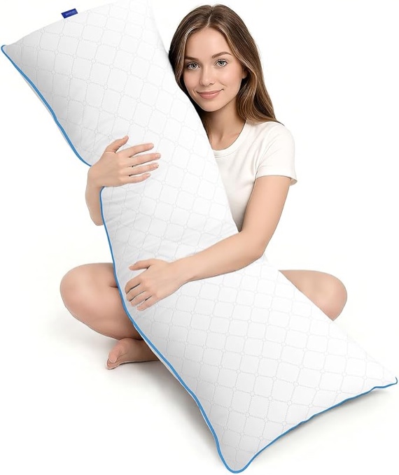 YZ HOME Long Body Pillow for Adults - Firm Body Pillow Insert with Shredded White Memory Foam, Adjustable Height, Soft Support for Side Sleeping, Pregnant Women, Washable (White, 20x54 Inch)