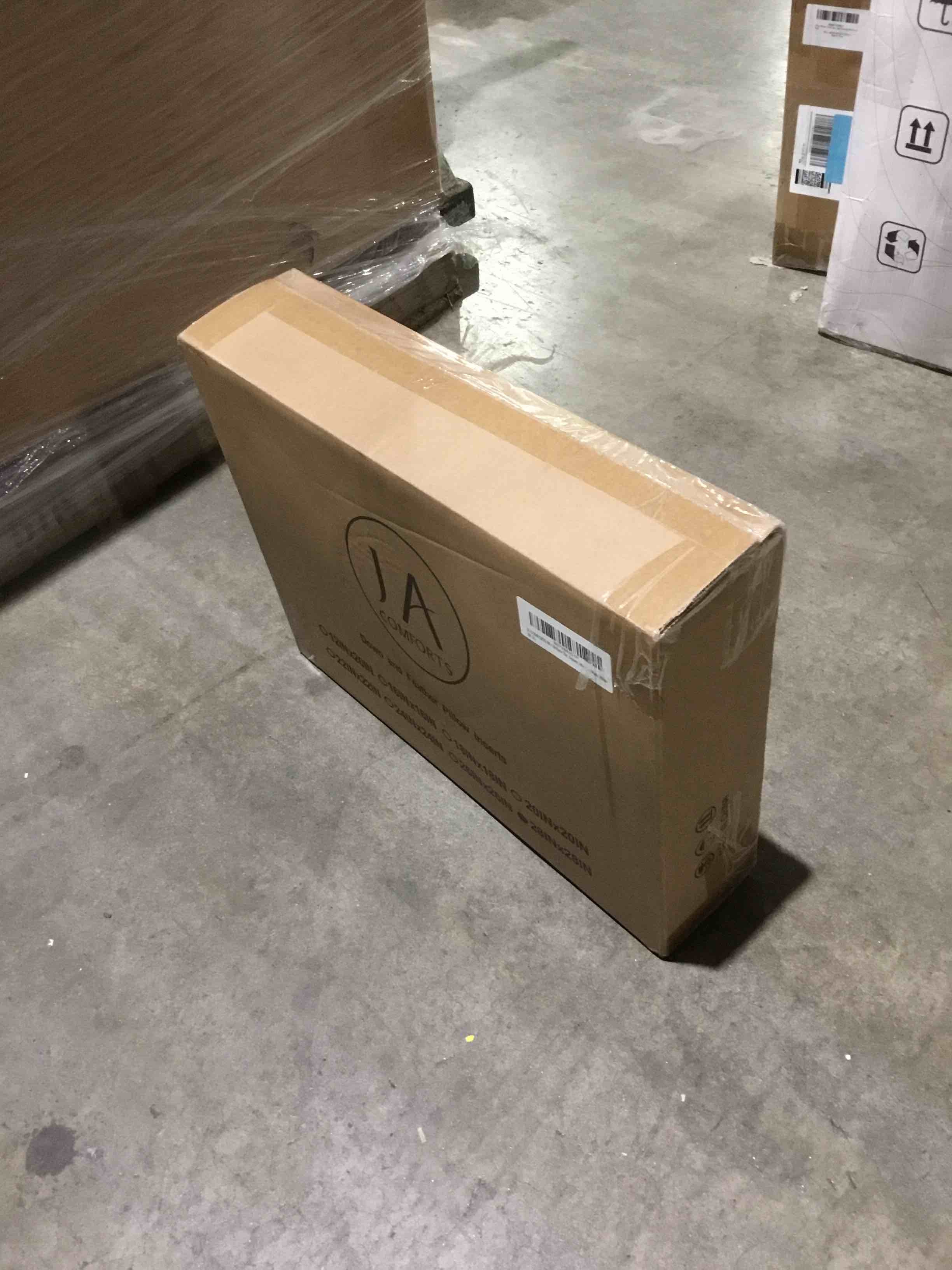 Condition photo showing New/Like New for JA COMFORTS 28×28 Premium Goose Down Feather Throw Pillow Inserts(Set of 1)-5% Down Filling,High Filling Weight,250 TC Cotton Cover, Square, White