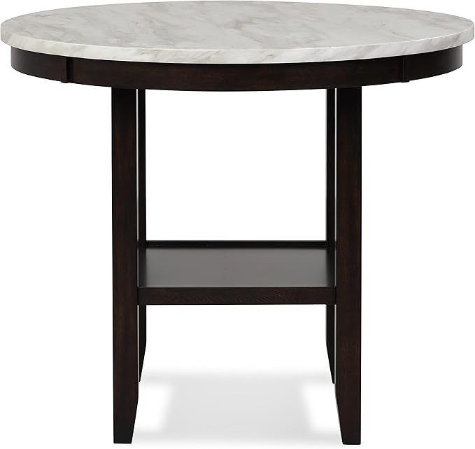 (Only Top) New Classic Furniture Celeste Faux Marble Round Counter Table, 42-Inch, Espresso